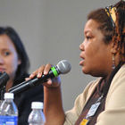 Woman speaks at conference